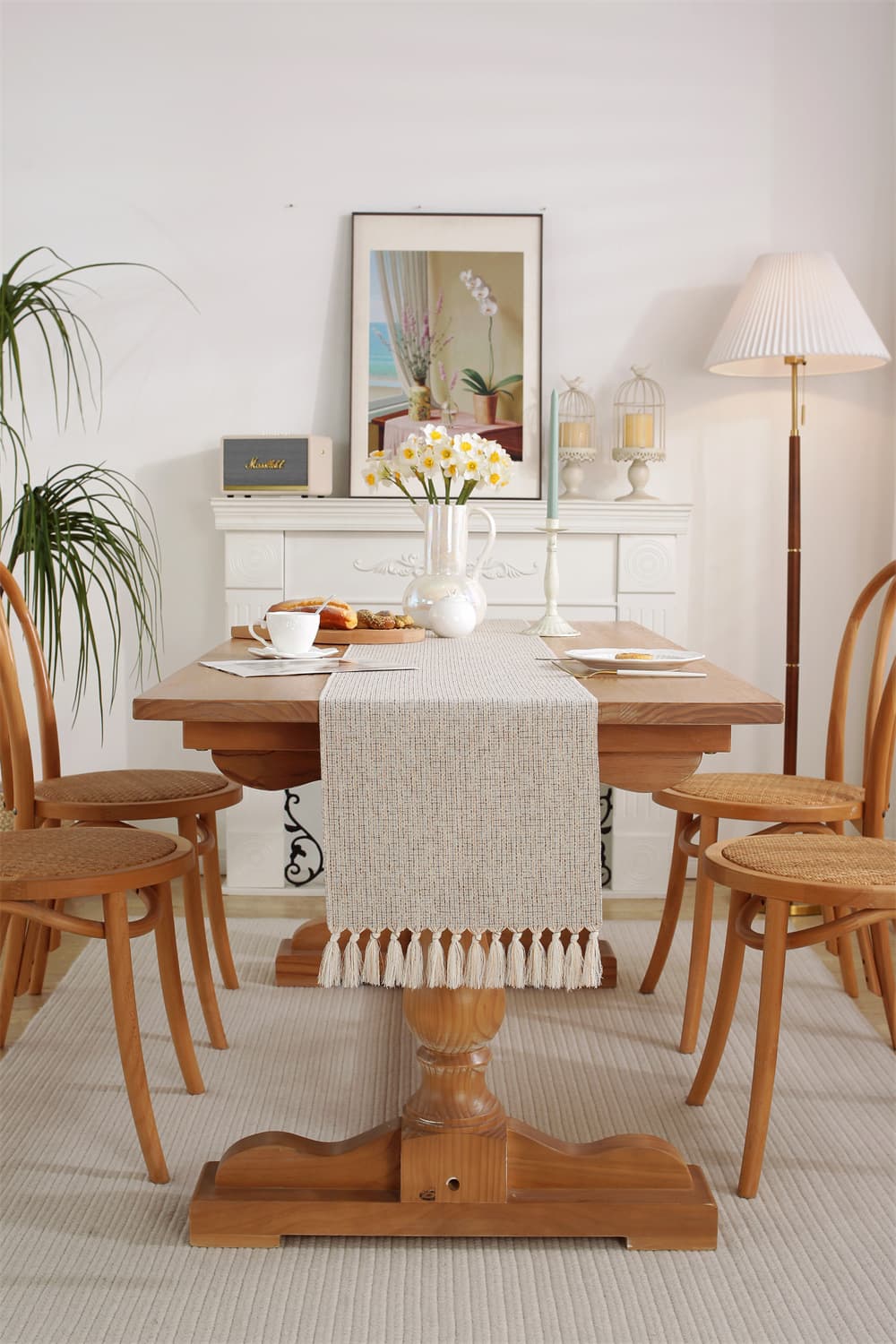 テーブルクロス センタークロス タッセル付き織り模様