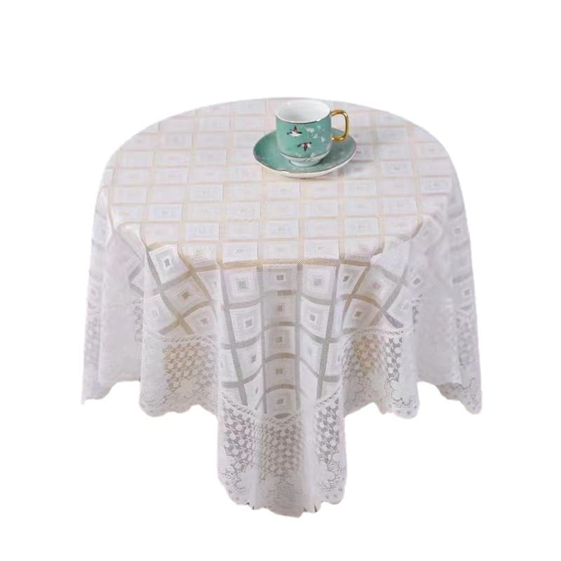 テーブルクロス 幾何学模様レース編み透かし円形テーブルクロス布