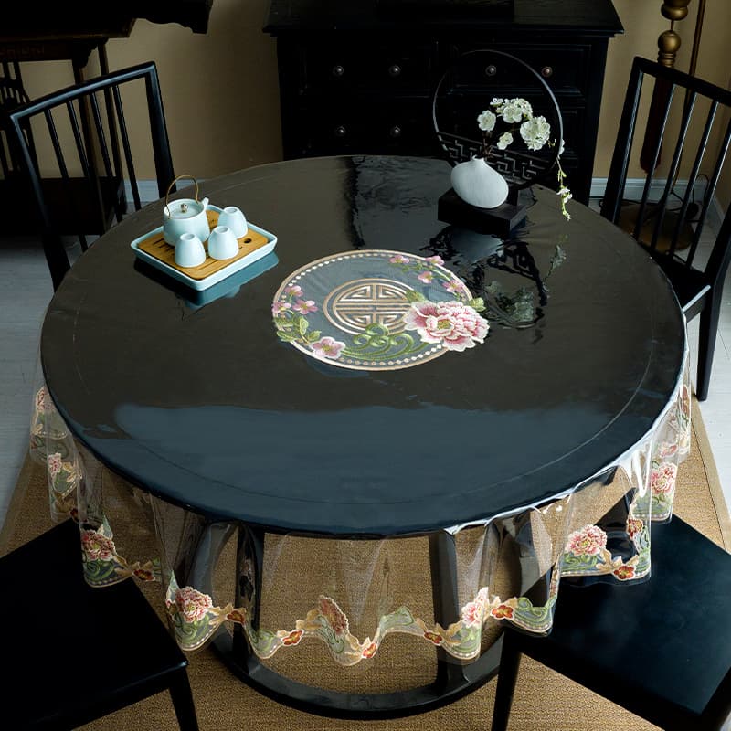 テーブルクロス ビニール 透明花縁ビニールテーブルクロス