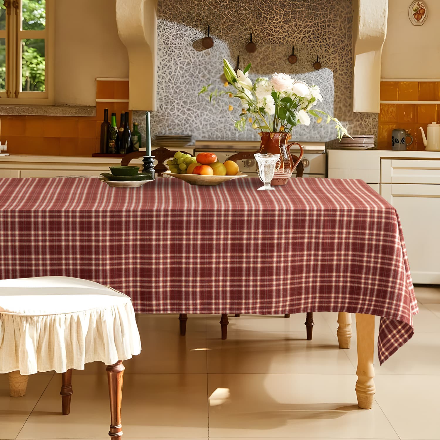 テーブルクロス 温もり感じる伝統格子柄テーブルクロス