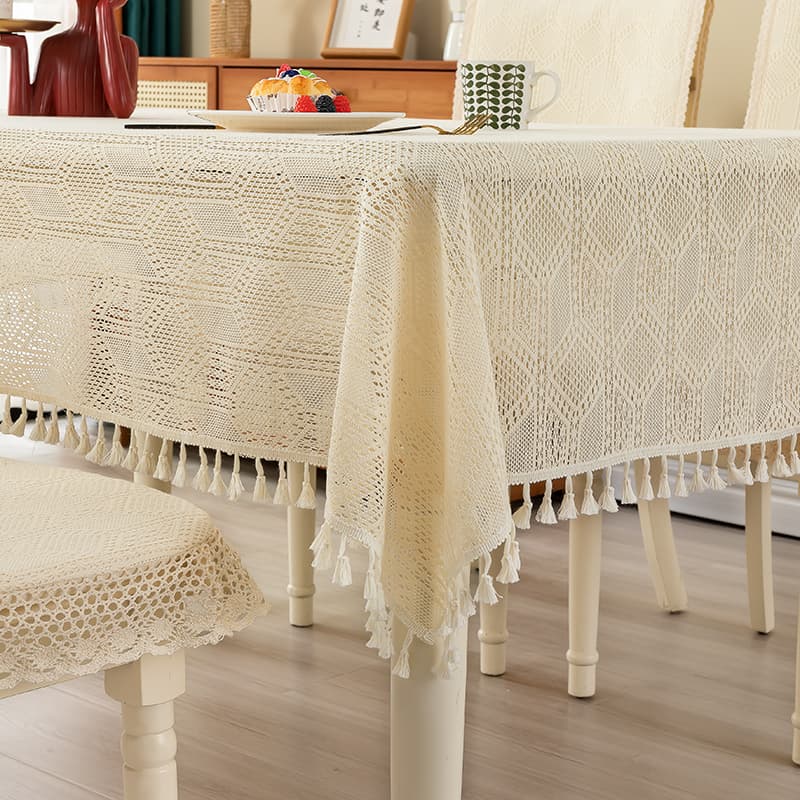 テーブルクロス 布 優雅な房飾りレースクロス