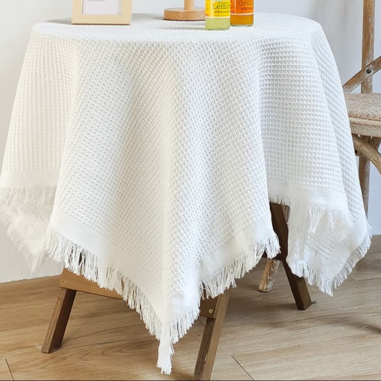 テーブルクロス リネン 風合い豊かな編み目柄テーブルクロス