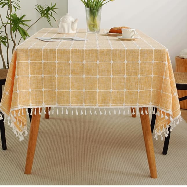 テーブルクロス リネン フリンジ付き防水仿麻テーブルクロス