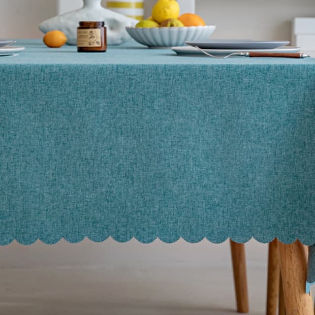 テーブルクロス リネン 波模様 防水テーブルクロス