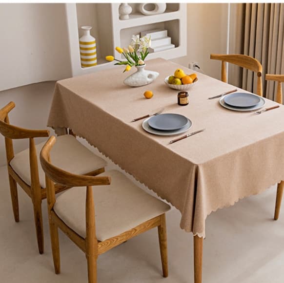 テーブルクロス リネン 波模様 防水テーブルクロス