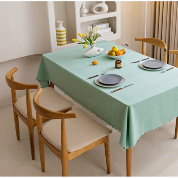テーブルクロス リネン 波模様 防水テーブルクロス
