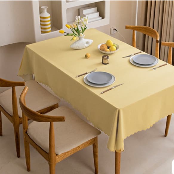 テーブルクロス リネン 波模様 防水テーブルクロス