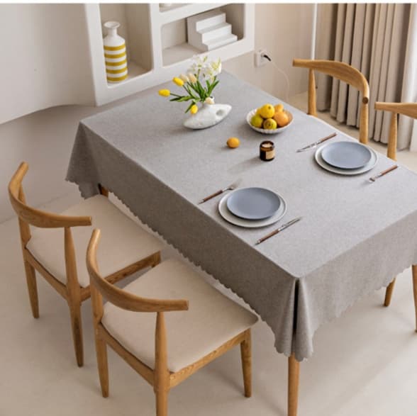 テーブルクロス リネン 波模様 防水テーブルクロス