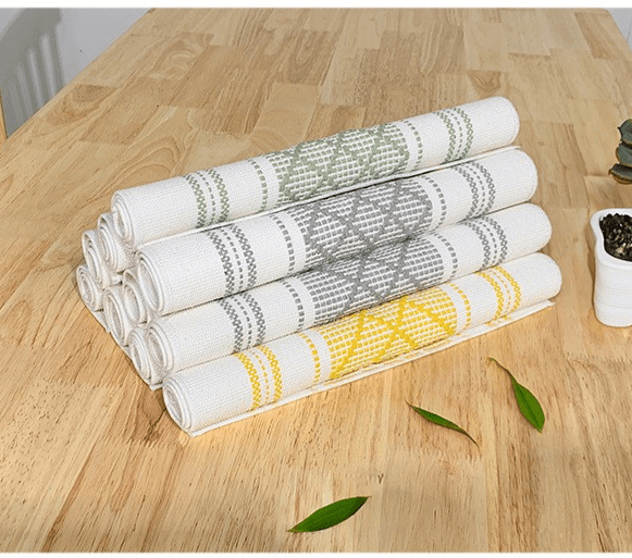 テーブルクロス リネン 幾何模様が織りなす手織りテーブルランナー