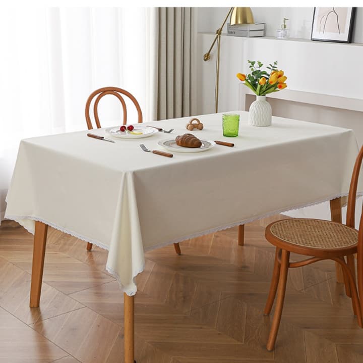 テーブルクロス リネン レース縁取りリネン テーブルクロス