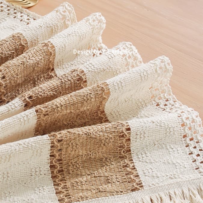 テーブルクロス センタークロス 織り目彩る手編みクロス