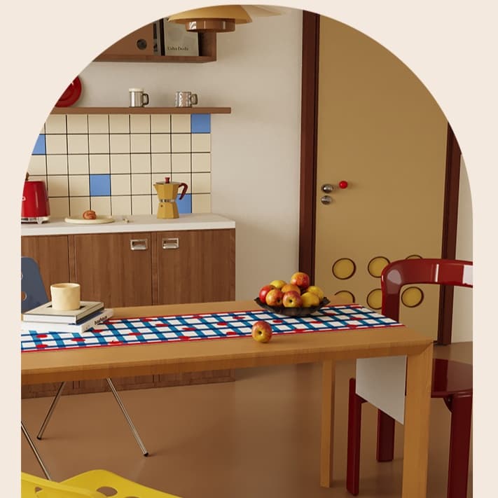 テーブルクロス センタークロス さくらんぼ格子模様のクロス