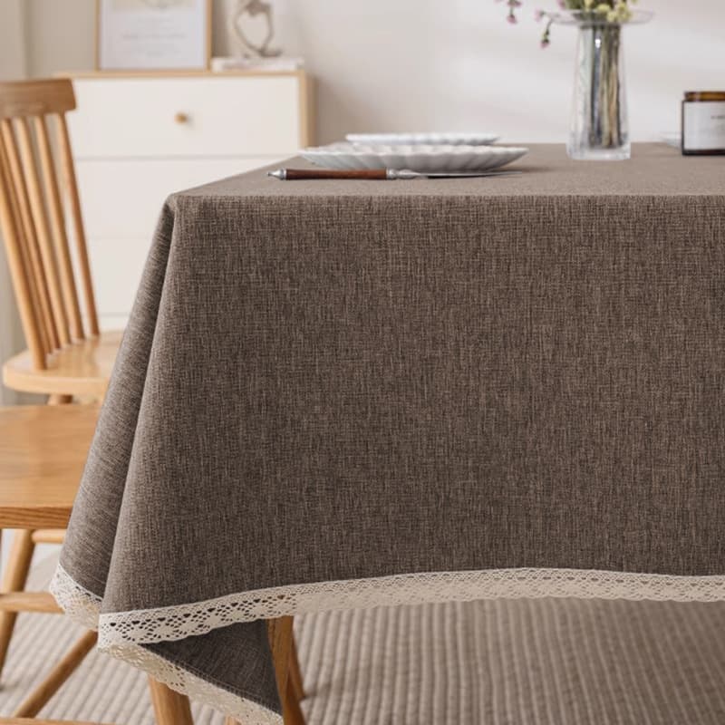 テーブルクロス リネン レース縁取りリネン テーブルクロス