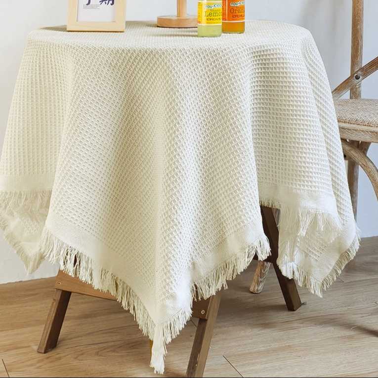 テーブルクロス リネン 風合い豊かな編み目柄テーブルクロス