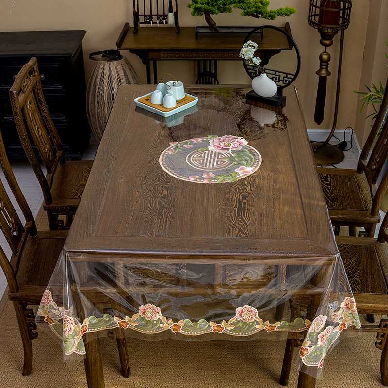 テーブルクロス ビニール 透明花縁ビニールテーブルクロス
