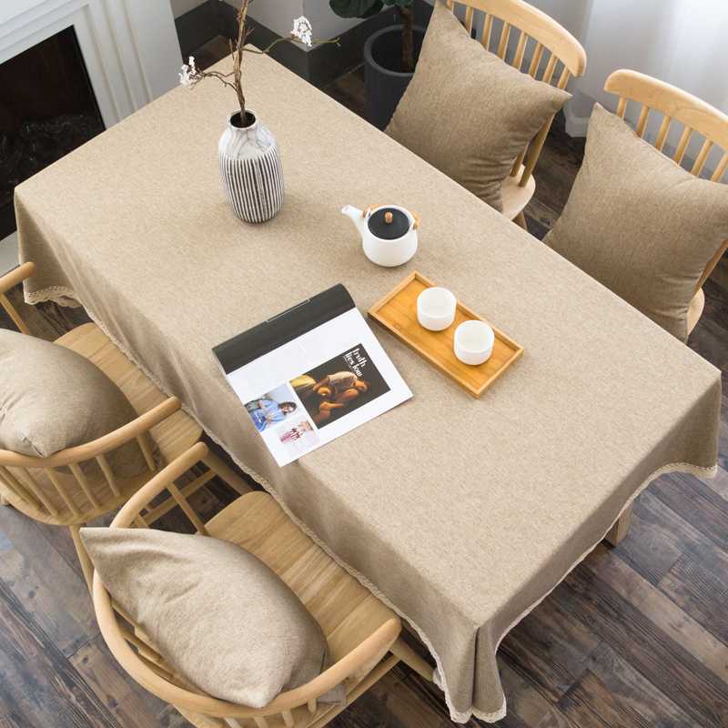 テーブルクロス リネン ナチュラル風合い レース縁取りテーブルクロス