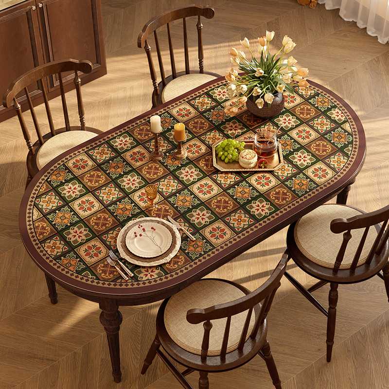 テーブルクロス ビニール 華麗な装飾模様 防水テーブルカバー