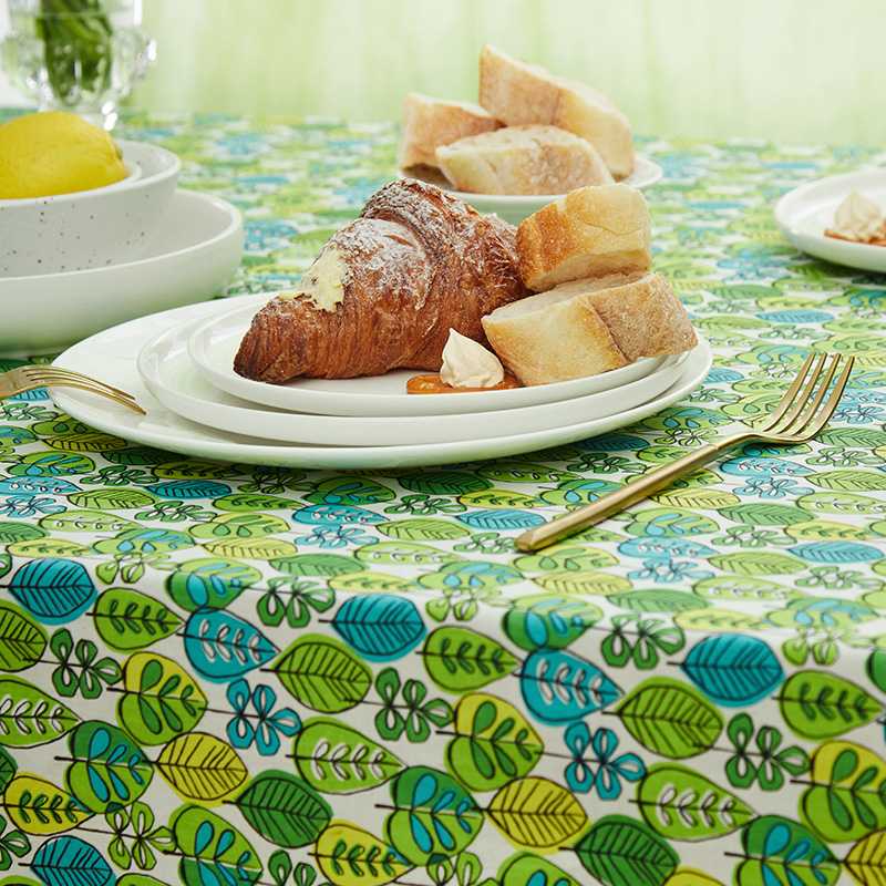 テーブルクロス ビニール 北欧風 葉っぱ模様 ビニールクロス