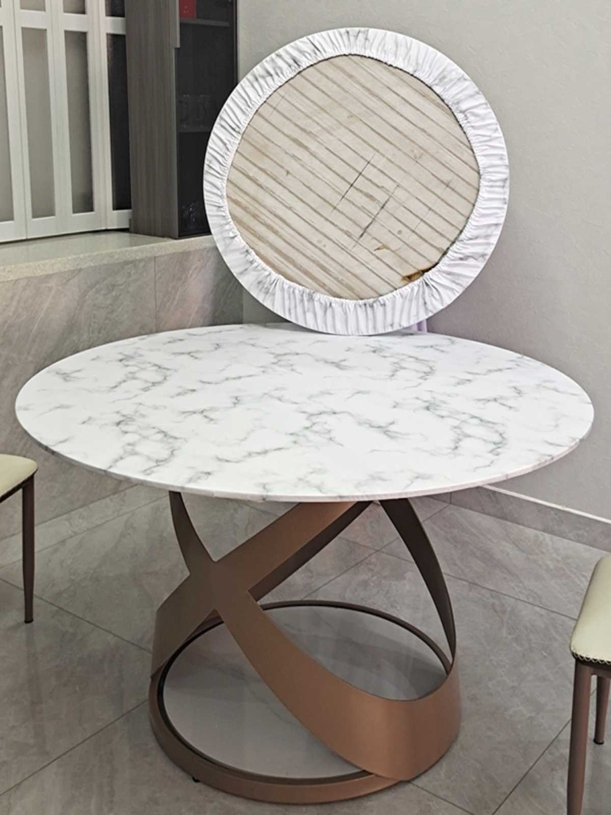 テーブルクロス 優雅な大理石風円卓マット