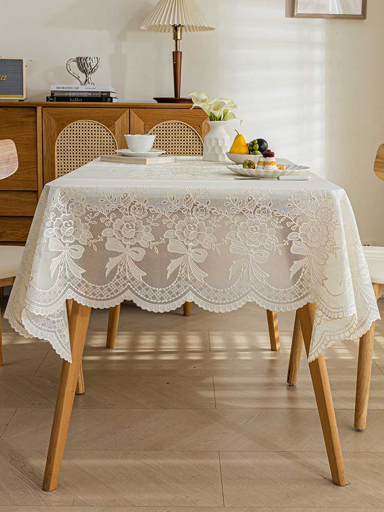 優雅な花柄レース テーブルクロス