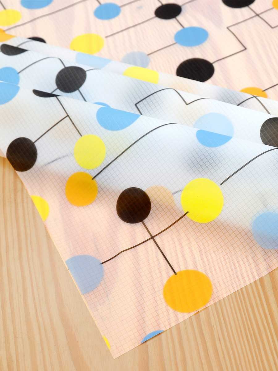 テーブルクロス 水玉格子模様のビニールクロス