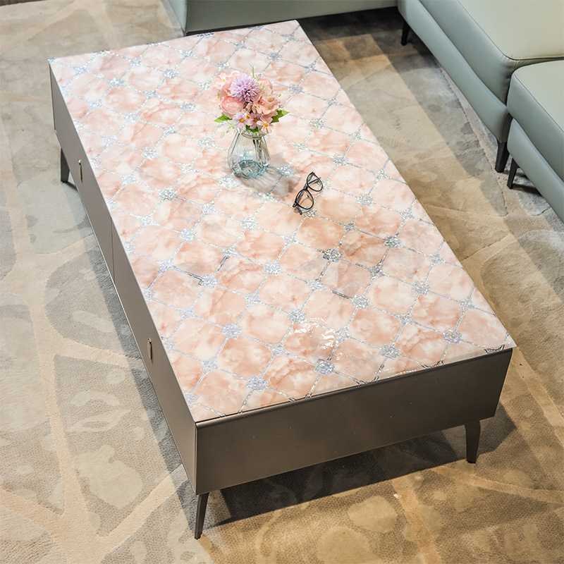 テーブルクロス 大理石風格子模様ビニールクロス