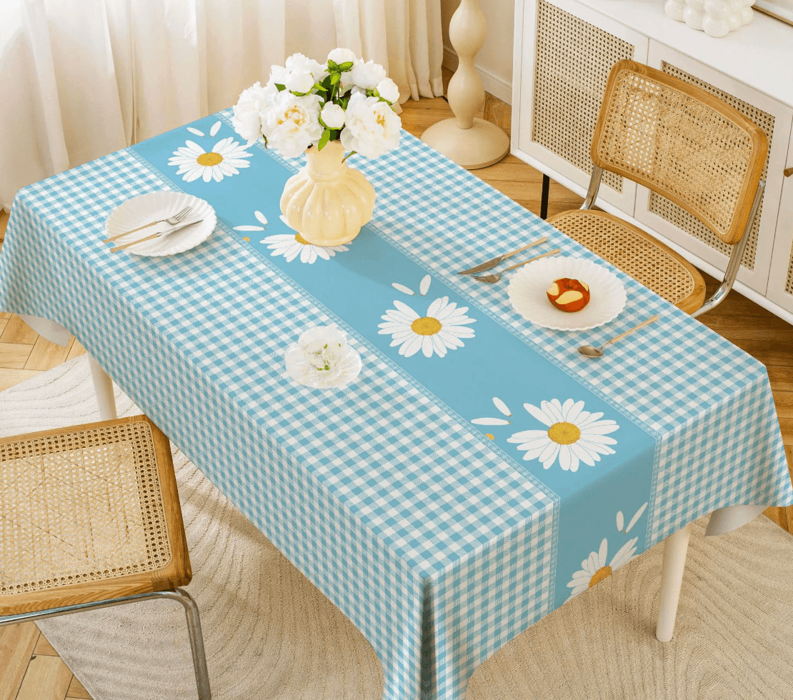 テーブルクロス 格子模様のさわやか食卓飾り