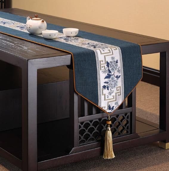 テーブルクロス センタークロス 和風モダン流水模様クロス