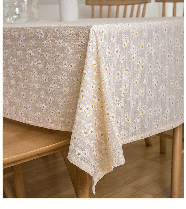 テーブルクロス 布 小花刺繍タッセル付きクロス