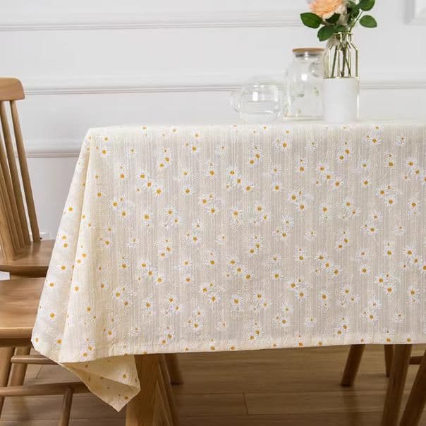 テーブルクロス 布 小花刺繍タッセル付きクロス