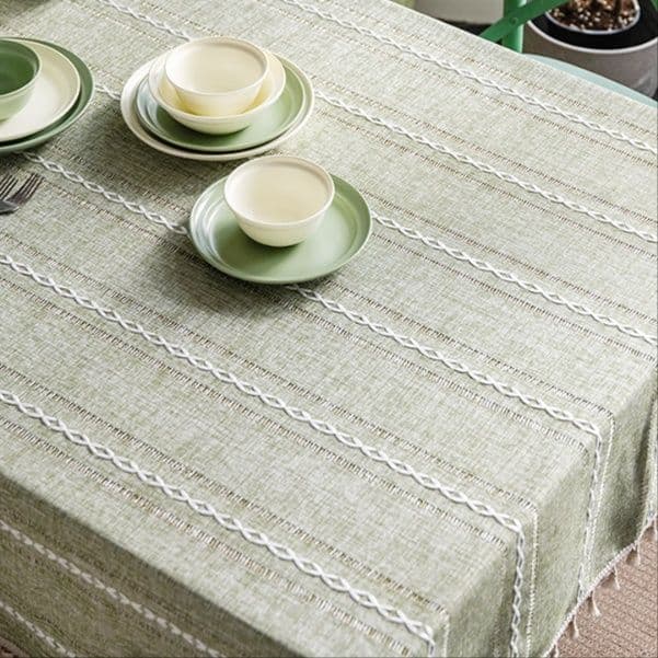 テーブルクロス 北欧風幾何学模様房付きテーブルクロス