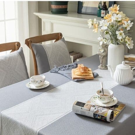 テーブルクロス 菱形幾何学模様房飾り付きテーブルクロス布