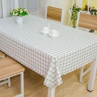 テーブルクロス 可愛らしい水玉模様とナチュラル格子柄テーブルクロス