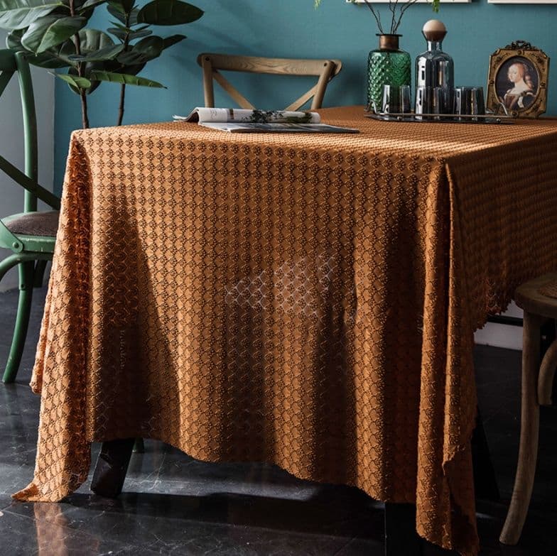 テーブルクロス 幾何学模様織りレース布テーブルクロス