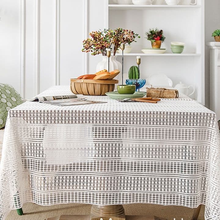 テーブルクロス 手編み風幾何学模様レーステーブルクロス