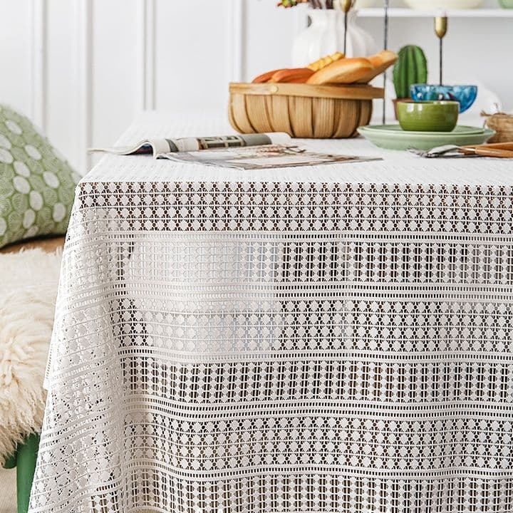 テーブルクロス 手編み風幾何学模様レーステーブルクロス
