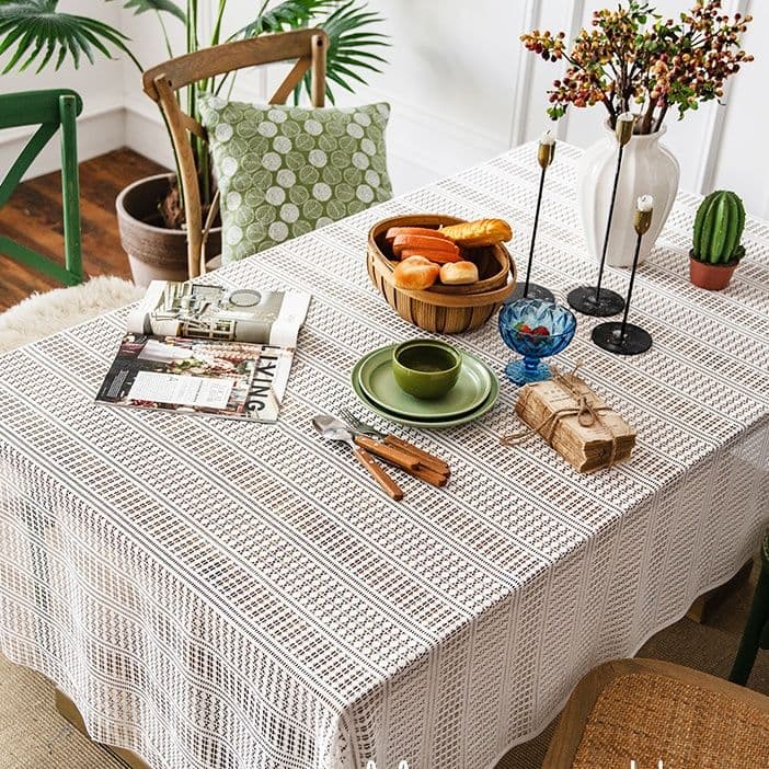 テーブルクロス 手編み風幾何学模様レーステーブルクロス
