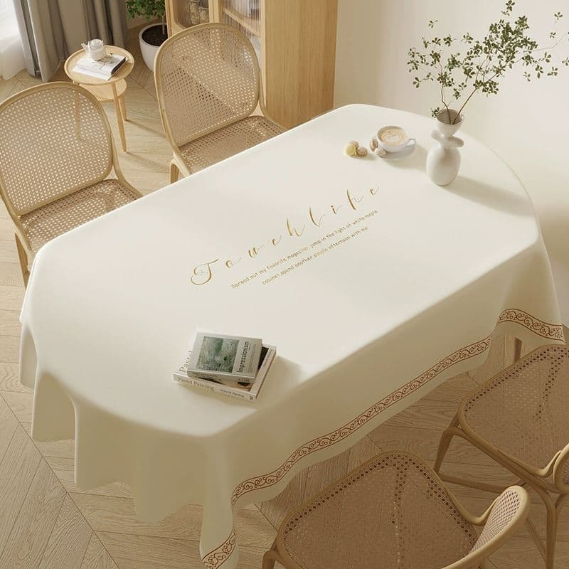 テーブルクロス 優雅な文字入り防油加工クロス
