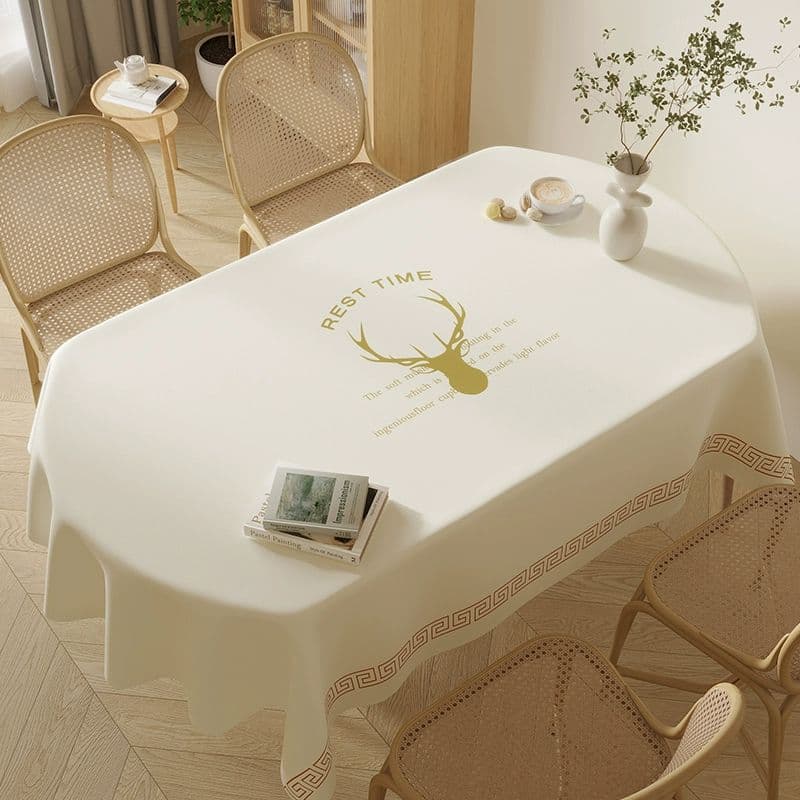 テーブルクロス 優雅な文字入り防油加工クロス