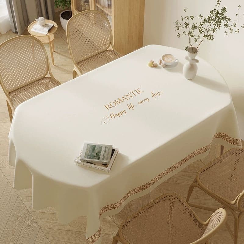 テーブルクロス 優雅な文字入り防油加工クロス