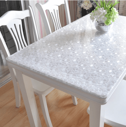 テーブルクロス 透明花柄レース模様ビニールテーブルクロス