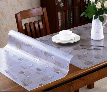 テーブルクロス 透明花柄レース模様ビニールテーブルクロス