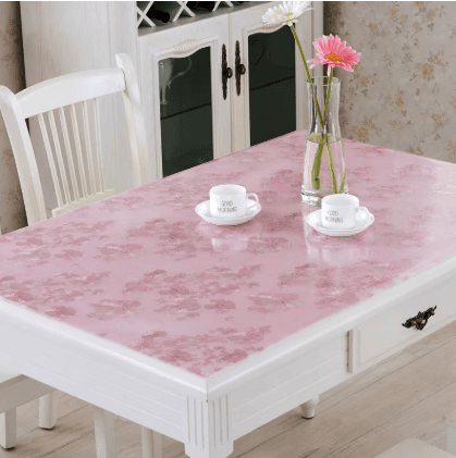 テーブルクロス 透明花柄レース模様ビニールテーブルクロス