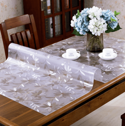 テーブルクロス 透明花柄レース模様ビニールテーブルクロス