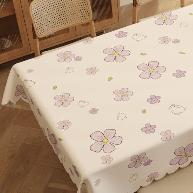 テーブルクロス 花柄波縁防水防油テーブルクロス布
