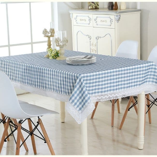 清涼感あふれる小粋なギンガムチェック柄テーブルクロス