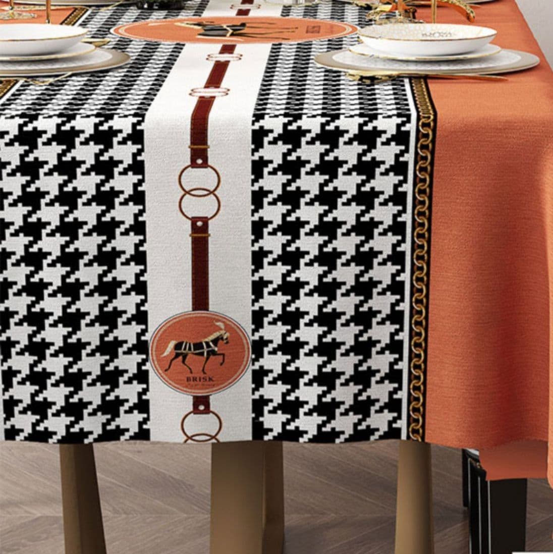 テーブルクロス 千鳥格子柄装飾テーブルランナー風布製クロス