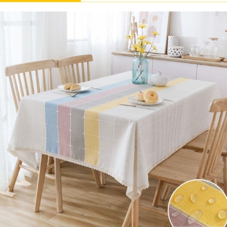 テーブルクロス 北欧風パステル縦縞模様テーブルクロス布