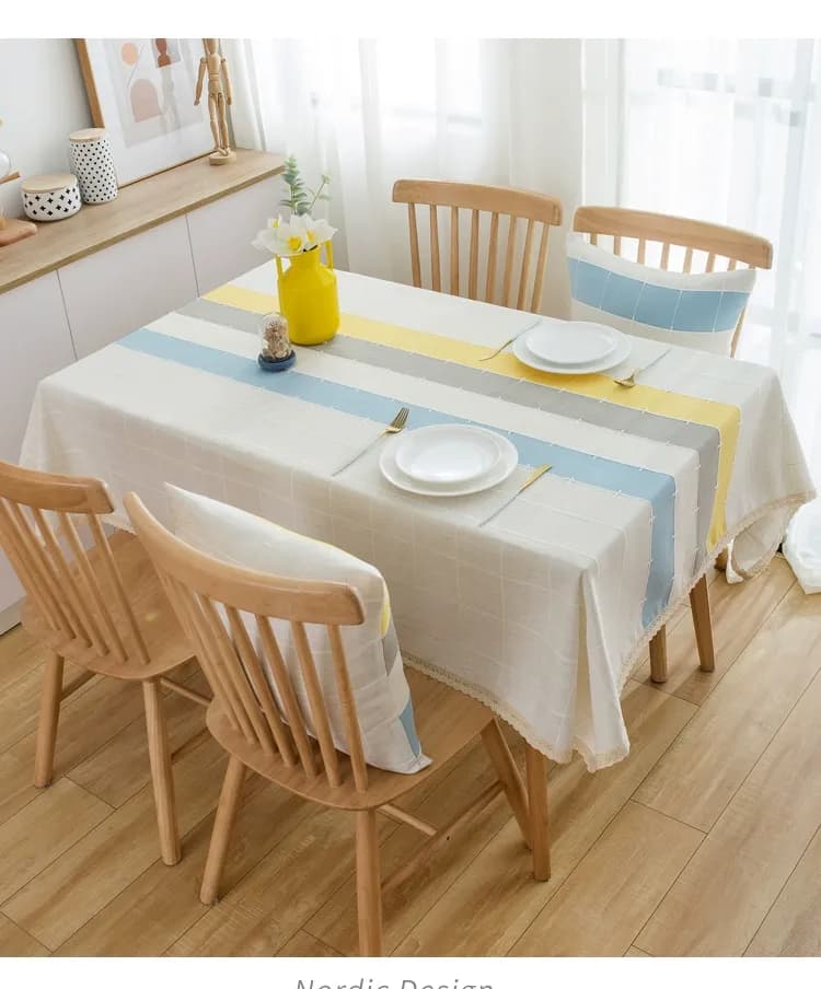 テーブルクロス 北欧風パステル縦縞模様テーブルクロス布
