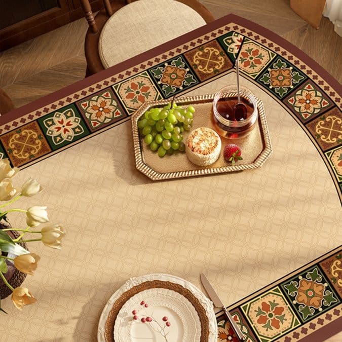 テーブルクロス ビニール 華麗な装飾模様 防水テーブルカバー